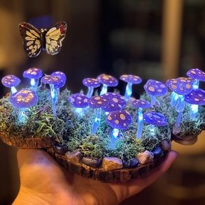 Handmade mushroom patch lights by Soul-Made by Heidi local Raleigh, NC artist